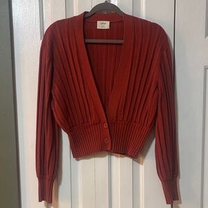 Aritzia Wilfred dark burnt orange plunge front cardigan in sz Small